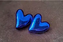 Boutique Large Heart Stud Royal Blue Earrings