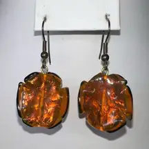Vintage Art Glass Dangle Earrings‎