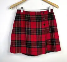 The Limited Vintage Y2K 90s Wool Red Tartan Plaid Skort Skirt Shorts Classic Preppy Womens 6