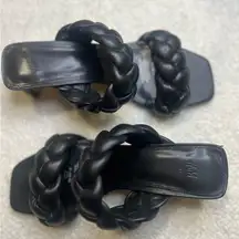 ✨H&M Black Braided Double Strap Heeled Sandals ✨