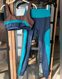 Eleven Venus Williams workout set sports bra high rise leggings navy chocolate