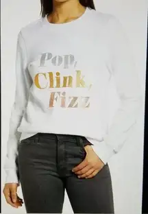 1901 Nordstrom Womens Pop, Clink, Fizz Graphic Sweatshirt White Size Medium (M)