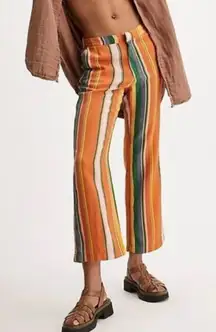 Free People Paz Striped Pants Size 8 Cropped Wide Leg