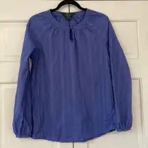 Woolrich Cotton Blouse Keyhole Button Details‎ Flattering Wear in Winter Stripes