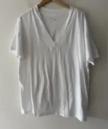 Aerie White Oversized V-Neck Short Sleeve Top