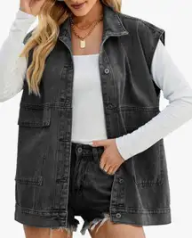 Hixiaohe Women's Denim Vest Sleeveless Jean Jacket Button Down