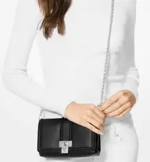 Silver Black Padlock Chain Crossbody