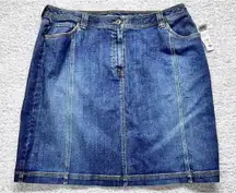 Talbots Women's Skirt Blue Denim Jean‎ 100% Casual Wear Pockets Size 16W