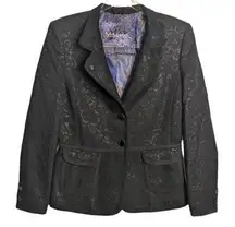 Robert Graham Women's Black Lace Blazer Silver Metallic Accent Size 6