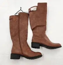 St. John's Bay Womens Duluth Block Heel Riding Boots Cognac 7.5 Medium