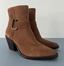 Antonio Melani Tabbie Oiled Suede Pecan Pie Brown Western Buckle Boots