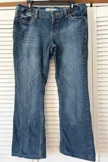 Aeropostale Curvy Skinny Flare Jeans Women 11 12 Blue Denim Embellished Pockets