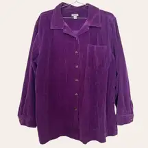 L.L. Bean classic royal purple corduroy button-up shacket top XLarge