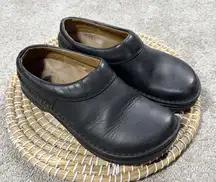 Footprints Birkenstock Women’s Alton Clogs Shoes Slip On Leather in Black 11