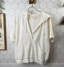 Maeve by Anthropologie Ivory Short Sleeve Oversized Hoodie - Size - S/M