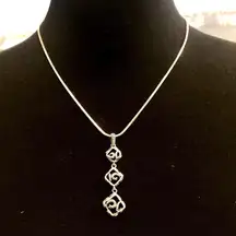 BARSE Oxidized Sterling Silver Triple Drop Scrolling Rope Drop Pendant