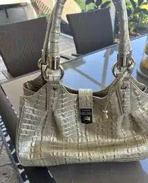 Brahmin Elissa Ginger Ale La Scala Crocodile Embossed Leather Satchel HandbagNWT