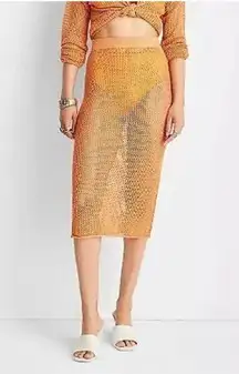 Future Collective Skirt Sz. XXL Orange sparkle Midi  Knit Crochet Swim Coverup