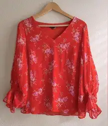 1.State Floral Boho V Neck Blouse