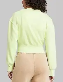 NWT Wild Fable Women's Cropped Crewneck Pullover Sweatshirt Lemon Yellow size L