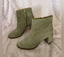 Joie Women’s Faux Snakeskin Suede Chunky Heeled Almond Toe Ankle Luxury Boots 6M