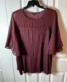 cha cha vente Burgundy Blouse Plus 3X