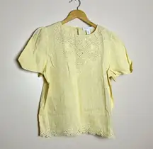 CLEARANCE! Pale Yellow  Signature Eyelet Top Size S EUC