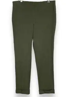 J. Jill Pants Ponte Knit Army Green‎ Cuffed Hem Premium Bistretch Stretch Size 8