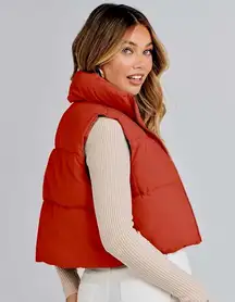NWT Cropped Puffer Vest in Brick Red