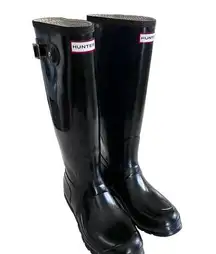 Women's Original Black Gloss Tall Rain Boots size 8