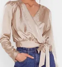 Nasty Gal NWT  Satin Tie oh Tie‎ Champagne Top 10