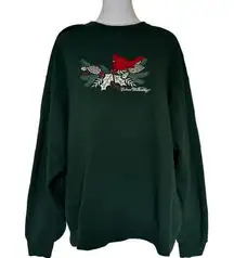 Vintage Women's Crew Neck Sweatshirt Winter Holiday Cardinal Bird Size XL