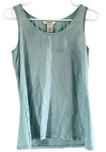 Sundance Tank Top Round Neck Pullover Casual Plain 100% Silk Blue XS