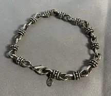 Signed PREMIER DESIGNS Silvertone Fancy Link ‘LAUREN’ 8” bracelet