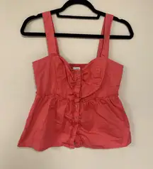 Odille Anthropologie coral pink babydoll tank top size 4