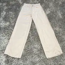 women's pants size 0, shiny cream color