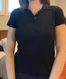 Vintage 90s Black Knit Polo Shirt 🖤