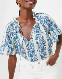Tuckernuck Beach Blue White Floral Cerulean Posy Cassis Top
