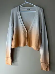 NWOT Free People crop button down Cream Orange Gradient Cardigan long sleeve
