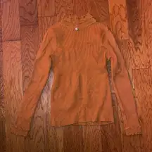 Coffee Brown Ruffled Turtleneck Sweater