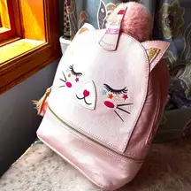 Under One Sky Kitty Cat Unicorn Pink Gold Glittery Backpack EUC