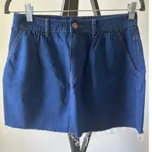 Zara Trafaluc Mini Indigo Denim Skirt Raw Hem Size Medium