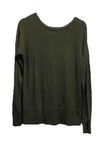 Athleta Chakra Backless Sweatshirt Olive Green Size M Workout Gym Yoga Casual