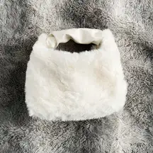 White Y2K Faux Fur Soft Two-way Crossbody Mini Handbag Purse