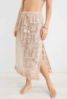 Aerie Patchwork Floral Lace Swim Cover Up Skirt XS Women’s Cream 1262