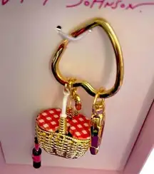 BETSEY JOHNSON STRAWBERRY PICNIC BASKET BAGCHARM KEYCHAIN