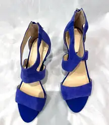 BCBGeneration  blue wide strap faux suede sandal heels size 10 NWOB