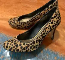 Antonio Melanie Leather Cheetah Print Heels 8