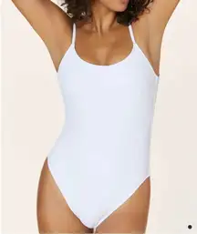 Andie Swim The Laguna One Piece LT Swimsuit‎ White Ribbed size L Tall NWT