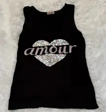 Emme Jordan Black Sequin Heart Tank Pajama Top